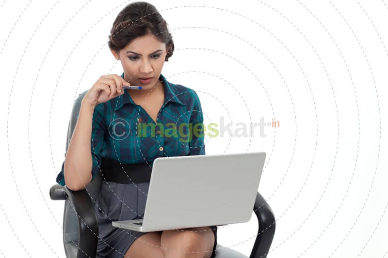 girl concentrating on her work