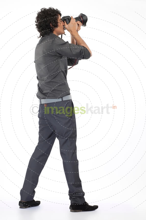 guy shot from behind while taking pictures