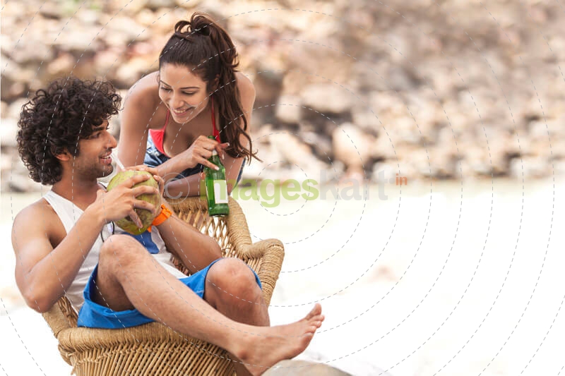 couple chatting on the beach