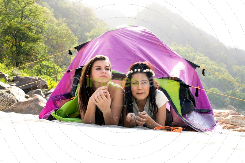 two young teenage girls on vacation