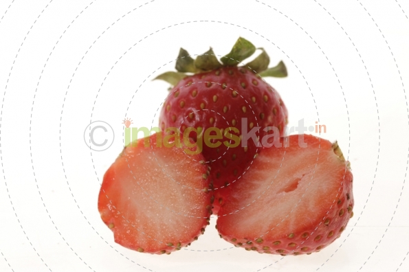 strawberry cut into half