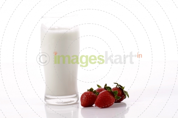milk and strawberries