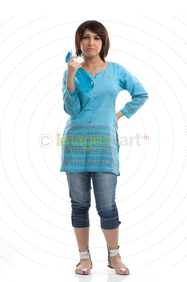housewife posing with a spray bottle