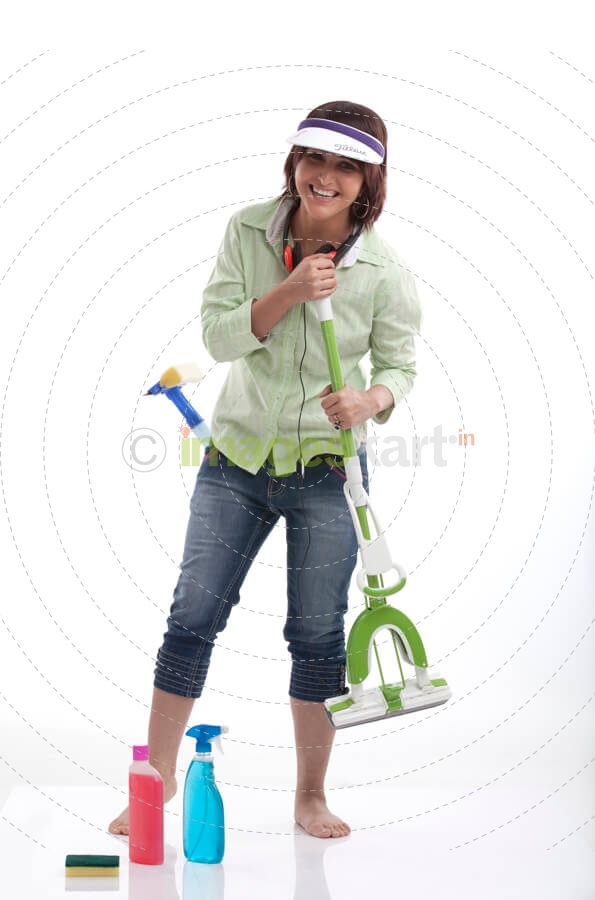 woman enjoying her cleaning day