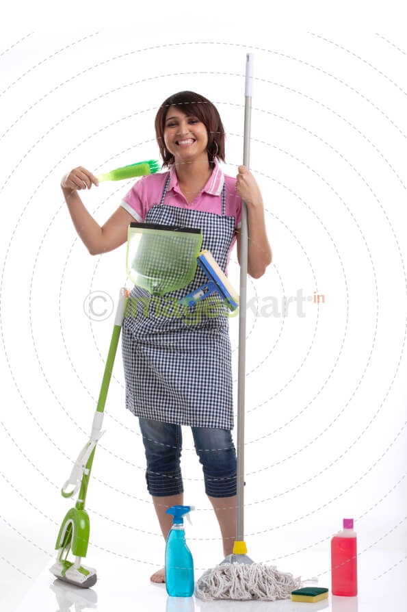woman happy with house cleaning