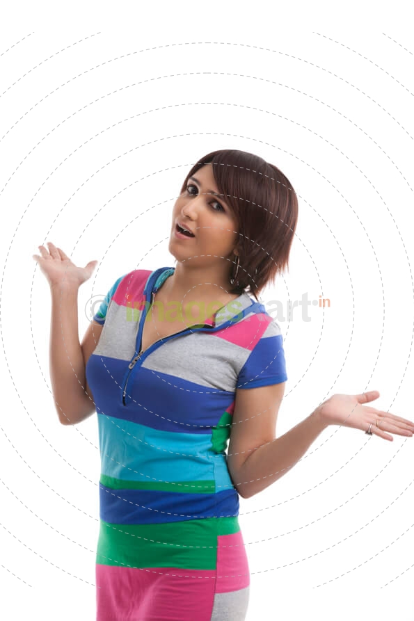 young woman shrugging