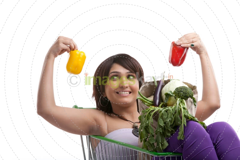 house wife staring at capsicums