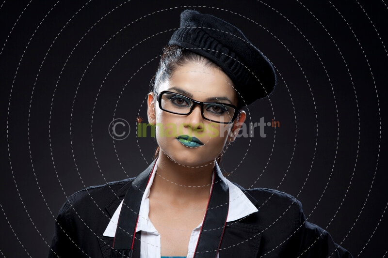 young woman with a serious look