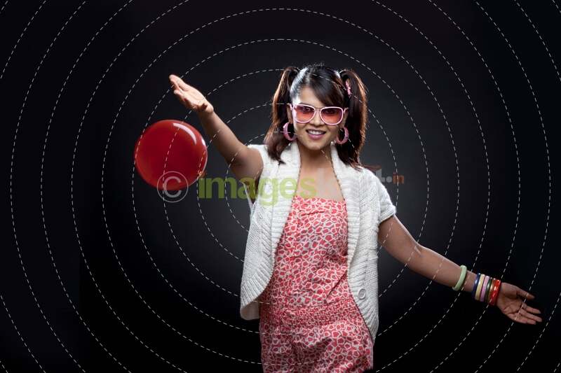 girl in casual wear in a playful activity