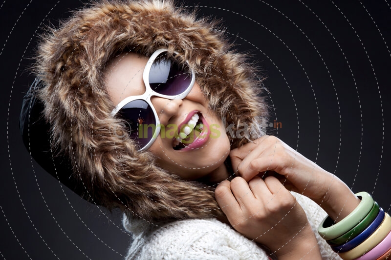 lovely lady in a fur hoodie