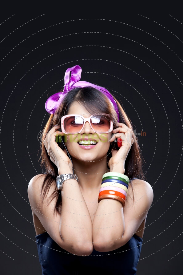 stylish girl listening to music