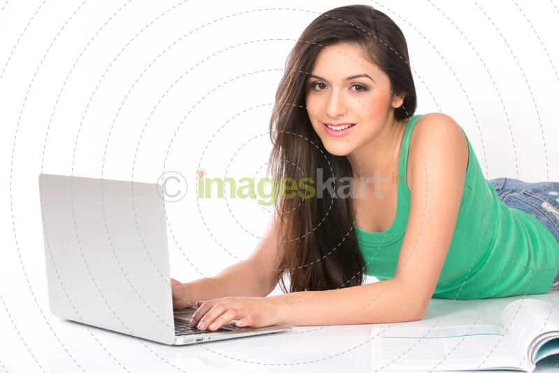 beautiful girl browsing the internet