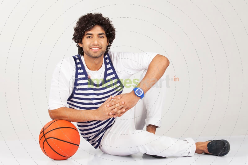 college boy with basketball