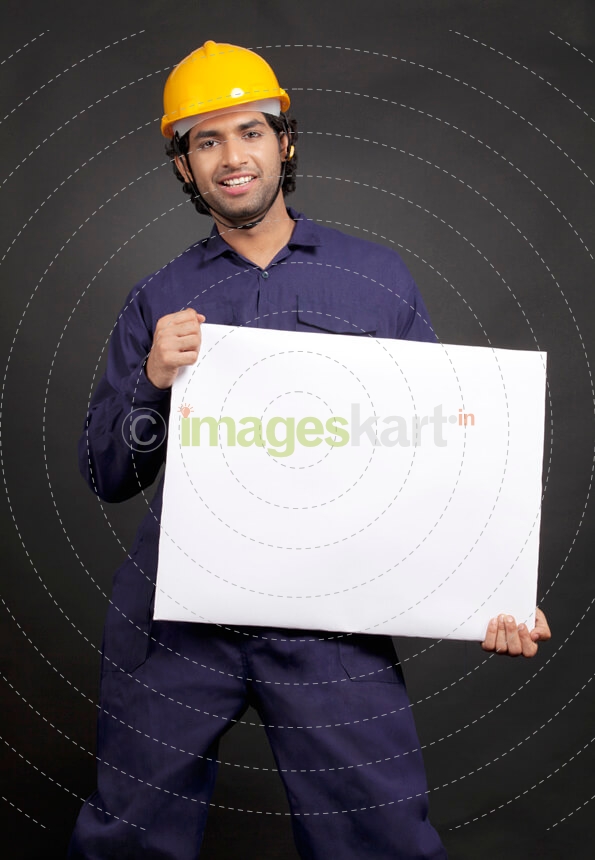 man posing with white board