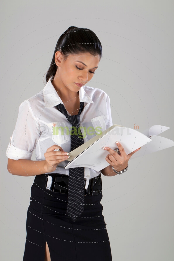 woman with a file in hand