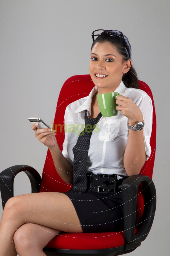 business woman sitting on office chair 