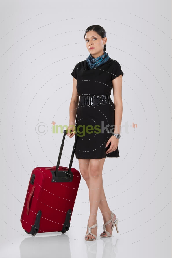 airhostess with her travelling bag