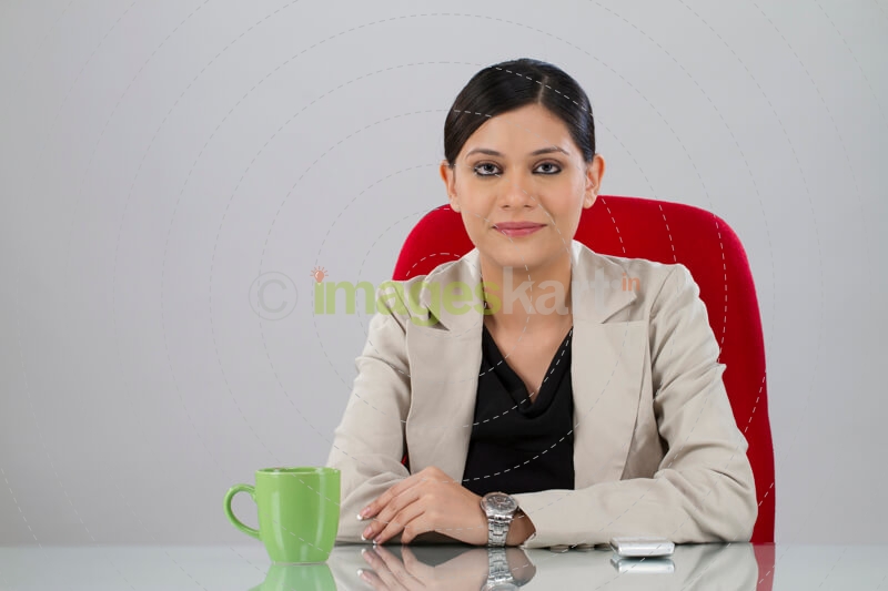 business woman posing at her office desk