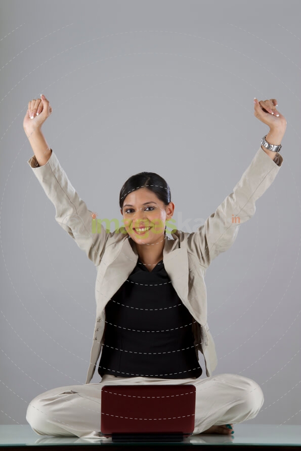 business woman taking a break after a long day at work