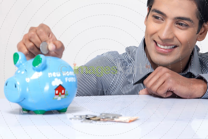 husband with piggy bank