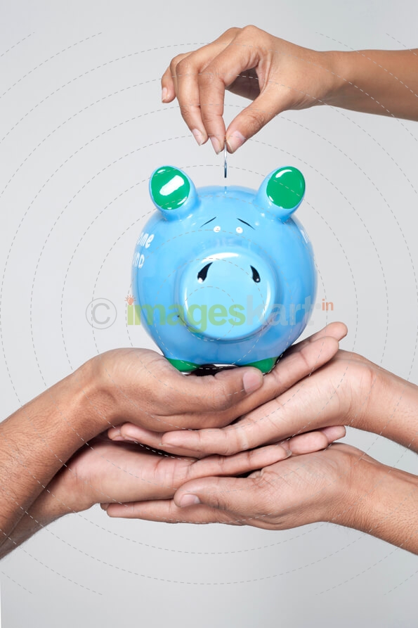 blue piggy bank