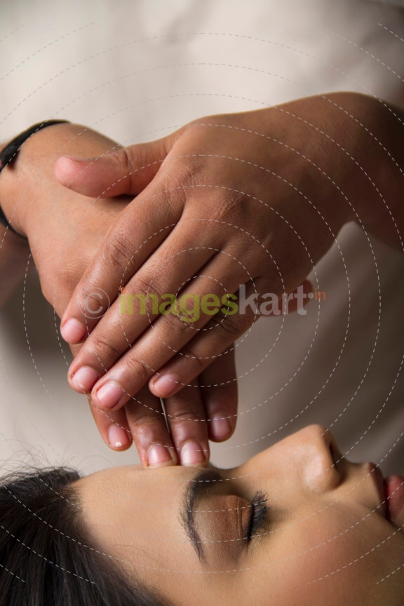 woman taking massage