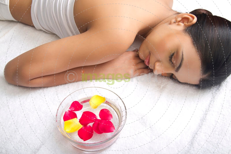 girl eyes closed lying back 