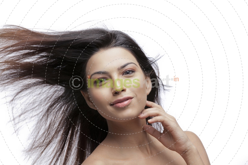 half-length portrait of a pretty gir