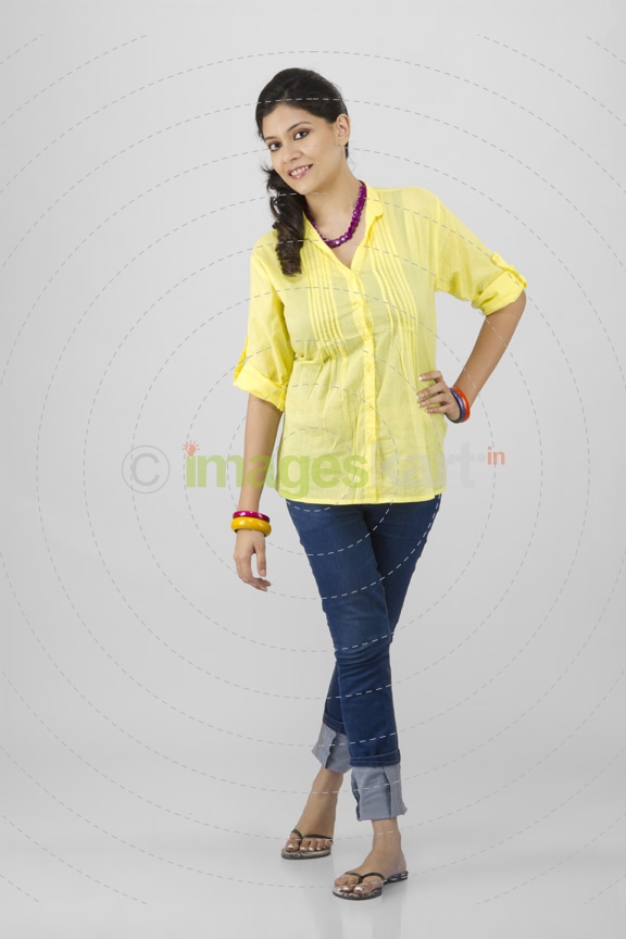 girl posing with hands on waist