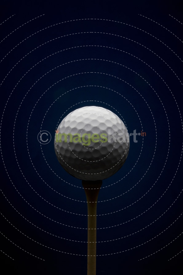 Golf ball with dark blue background