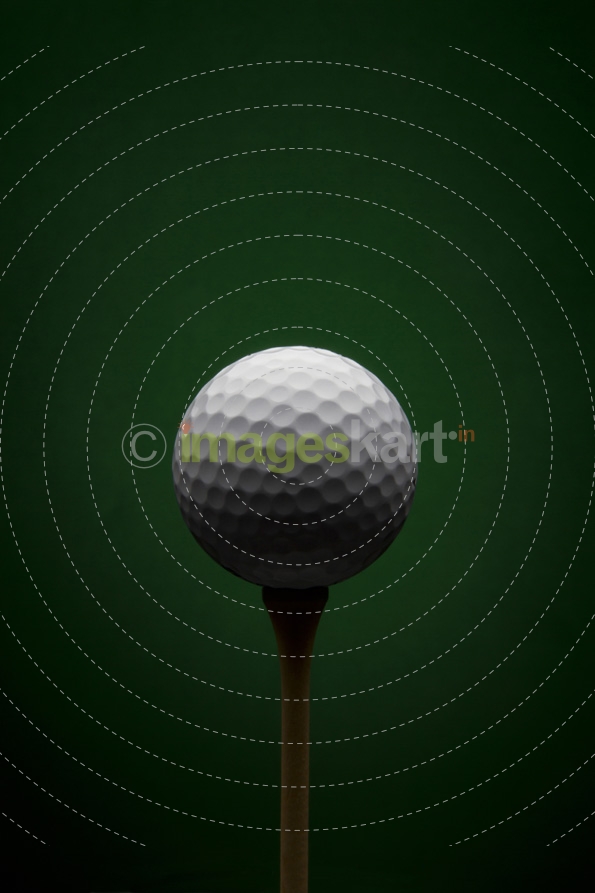 Golf ball with dark green background