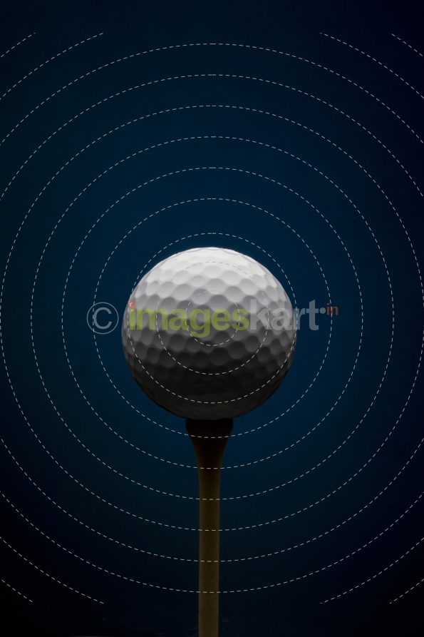 Golf ball with blue background