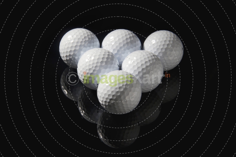 golf balls placed in descending order
