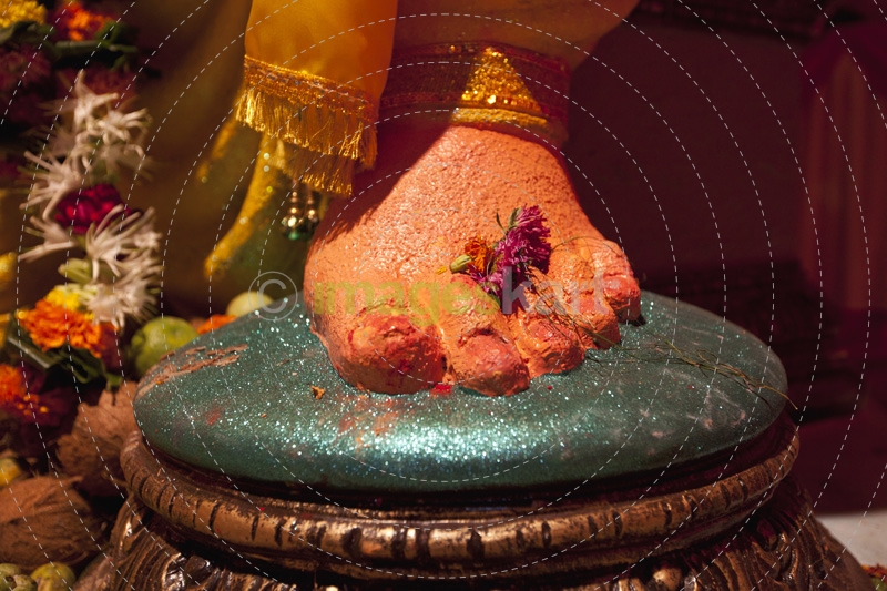close up shot of ganpati idol feet