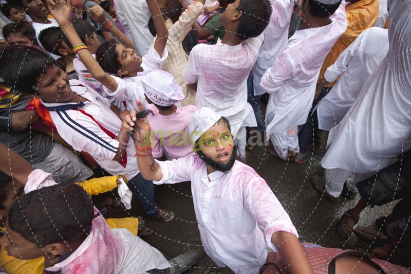 people in excitement celebrating ganesh festival