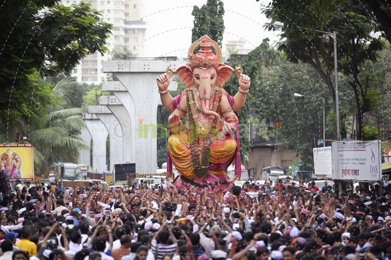 people during ganesh visarjan festival in india 