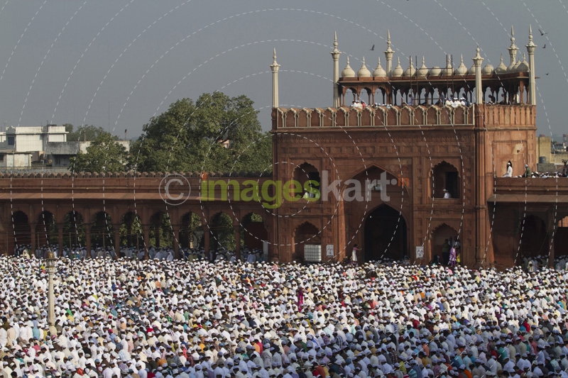mass prayer at mosque during eid festival