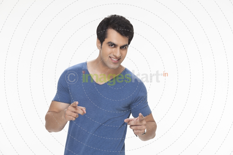 man pointing his fingers