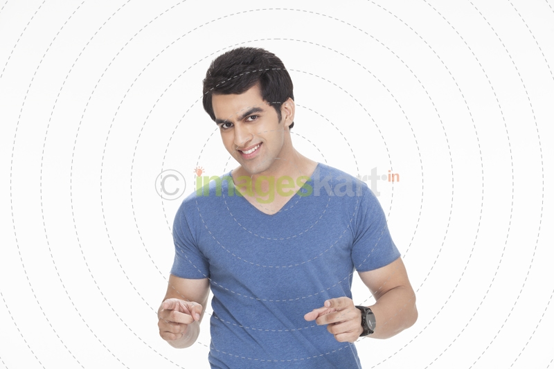 man pointing his fingers