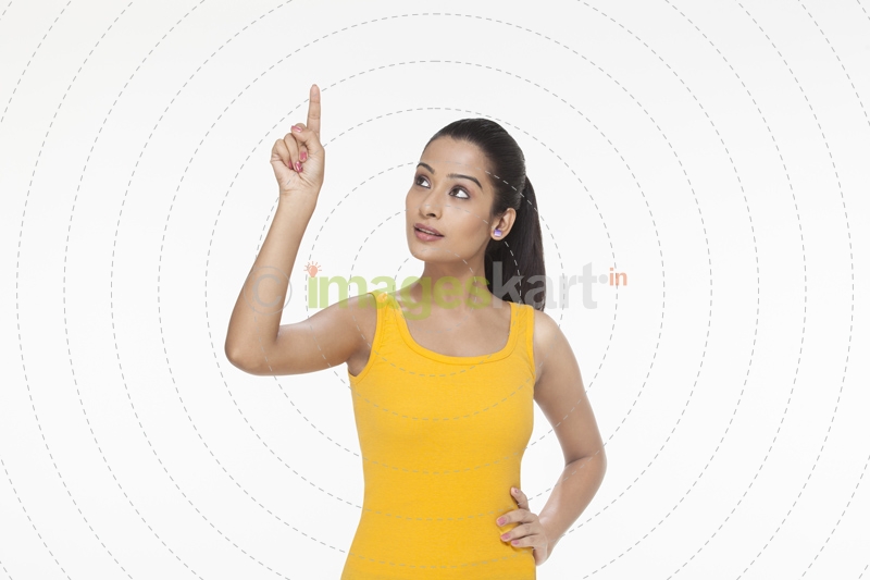young girl pointing her finger