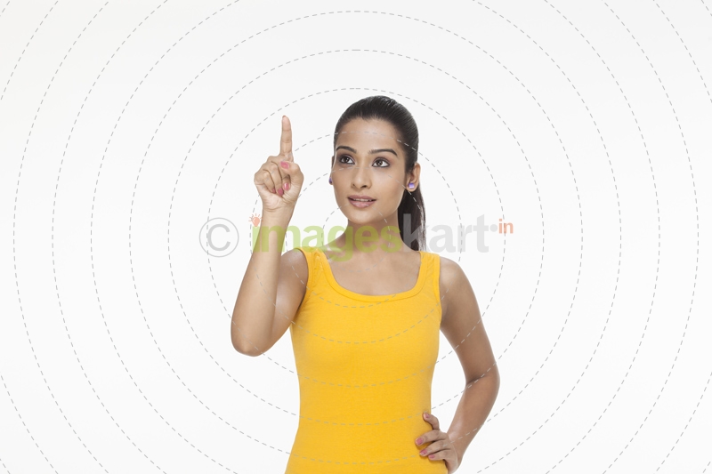 girl pointing towards something