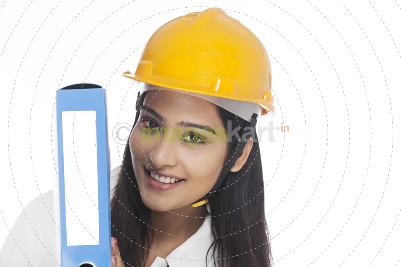 girl as architect posing with folder