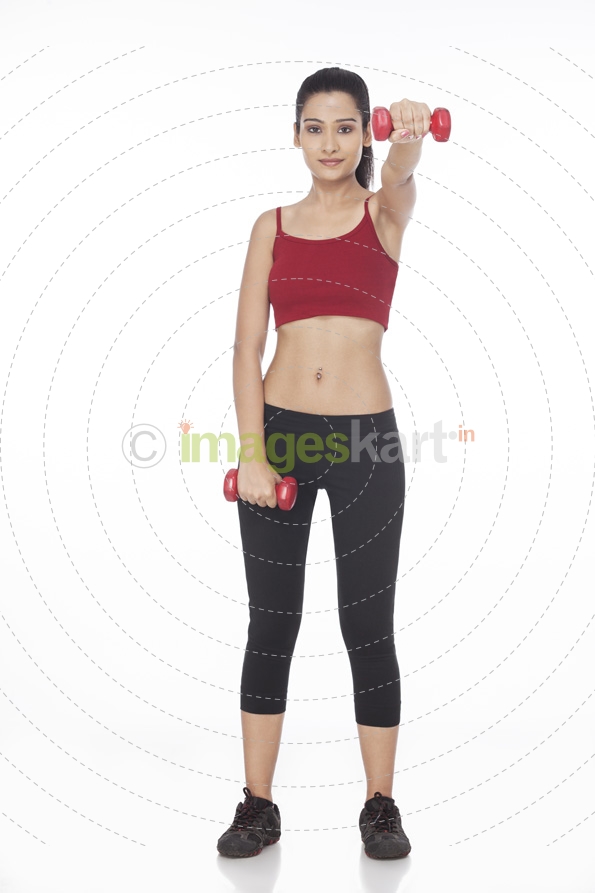 girl with dumbbells