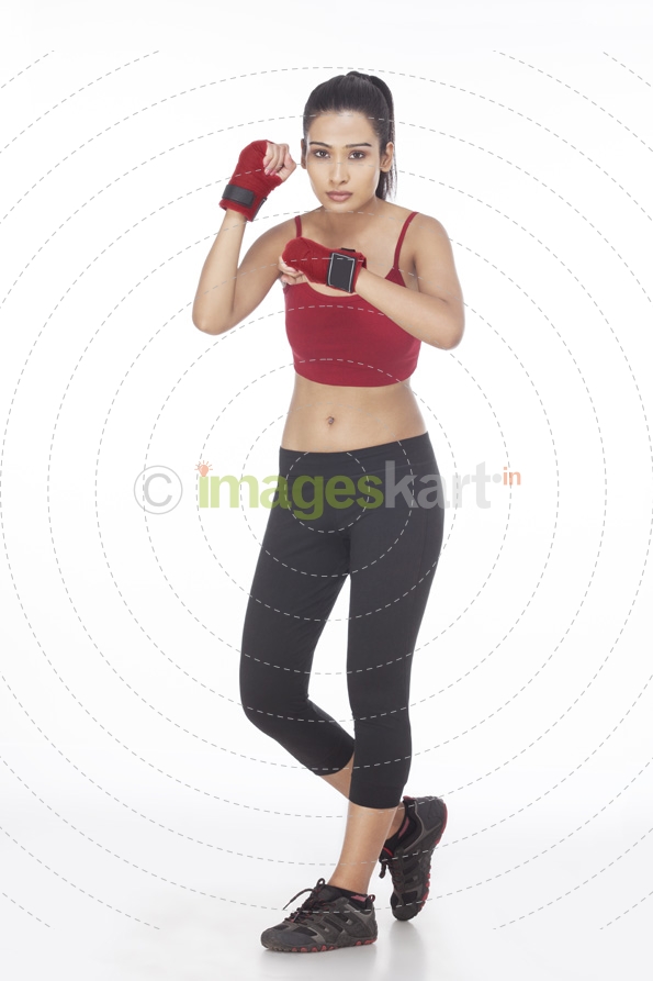 girl standing in self defense position