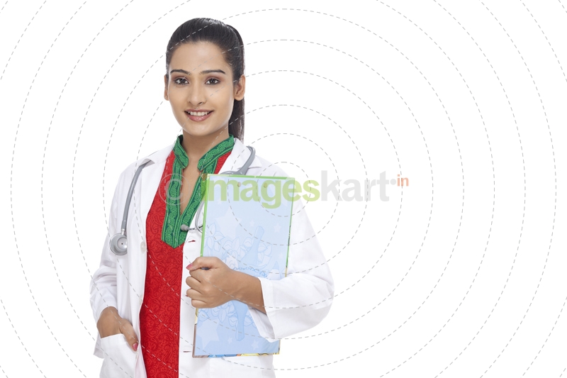 doctor with stethoscope and cardboard