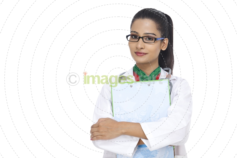 doctor with cardboard in hand