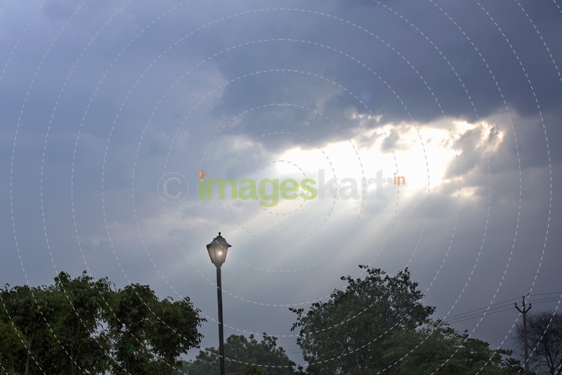 beautiful scenic view of blue sky and lamp post