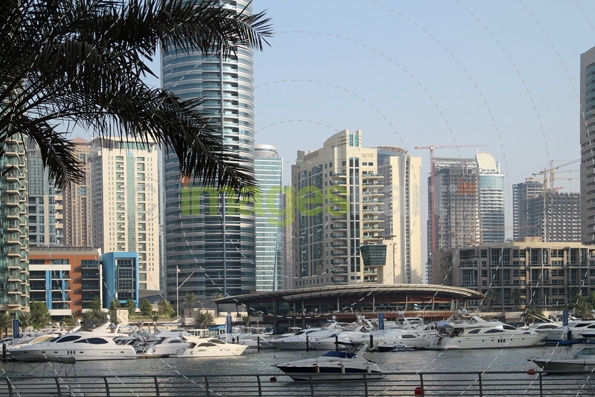 dubai skyscrapers along riverside  