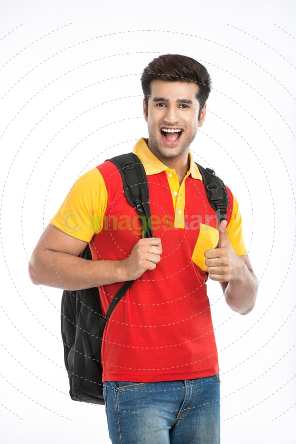 guy in excitement laughing while showing thumbs up