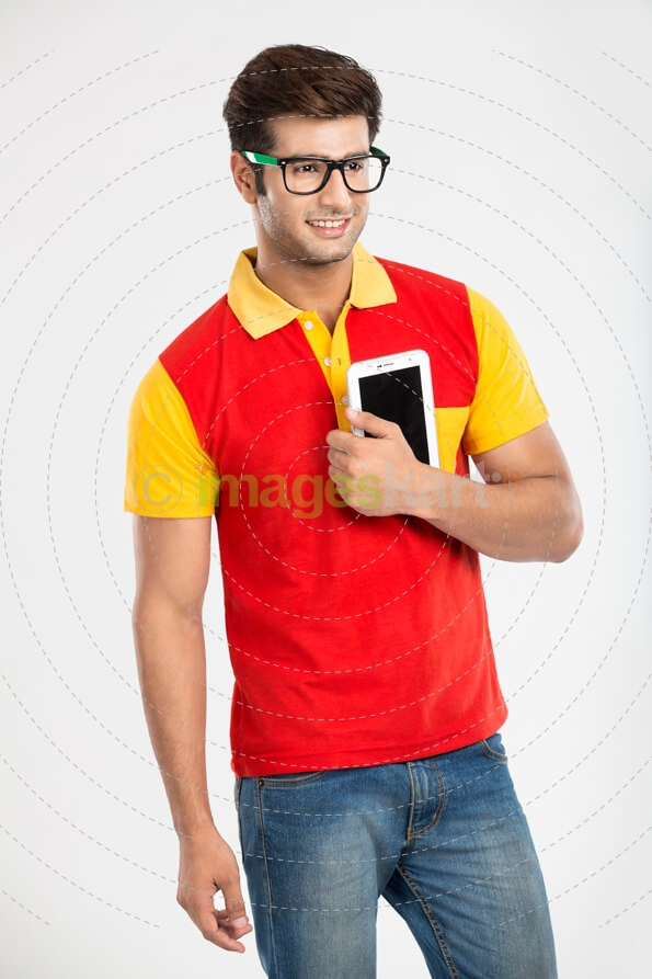 college boy posing with tab